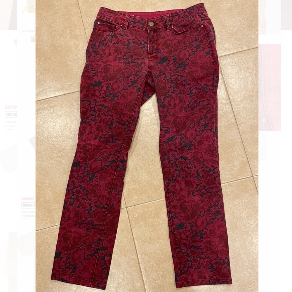 Ann Taylor red floral jeans